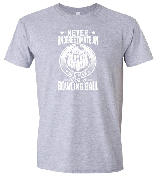 An Old Man with a Bowling Ball Adult Gildan Soft Shirt