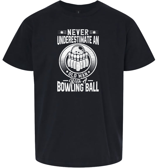 An Old Man with a Bowling Ball Children's Gildan Soft Shirt