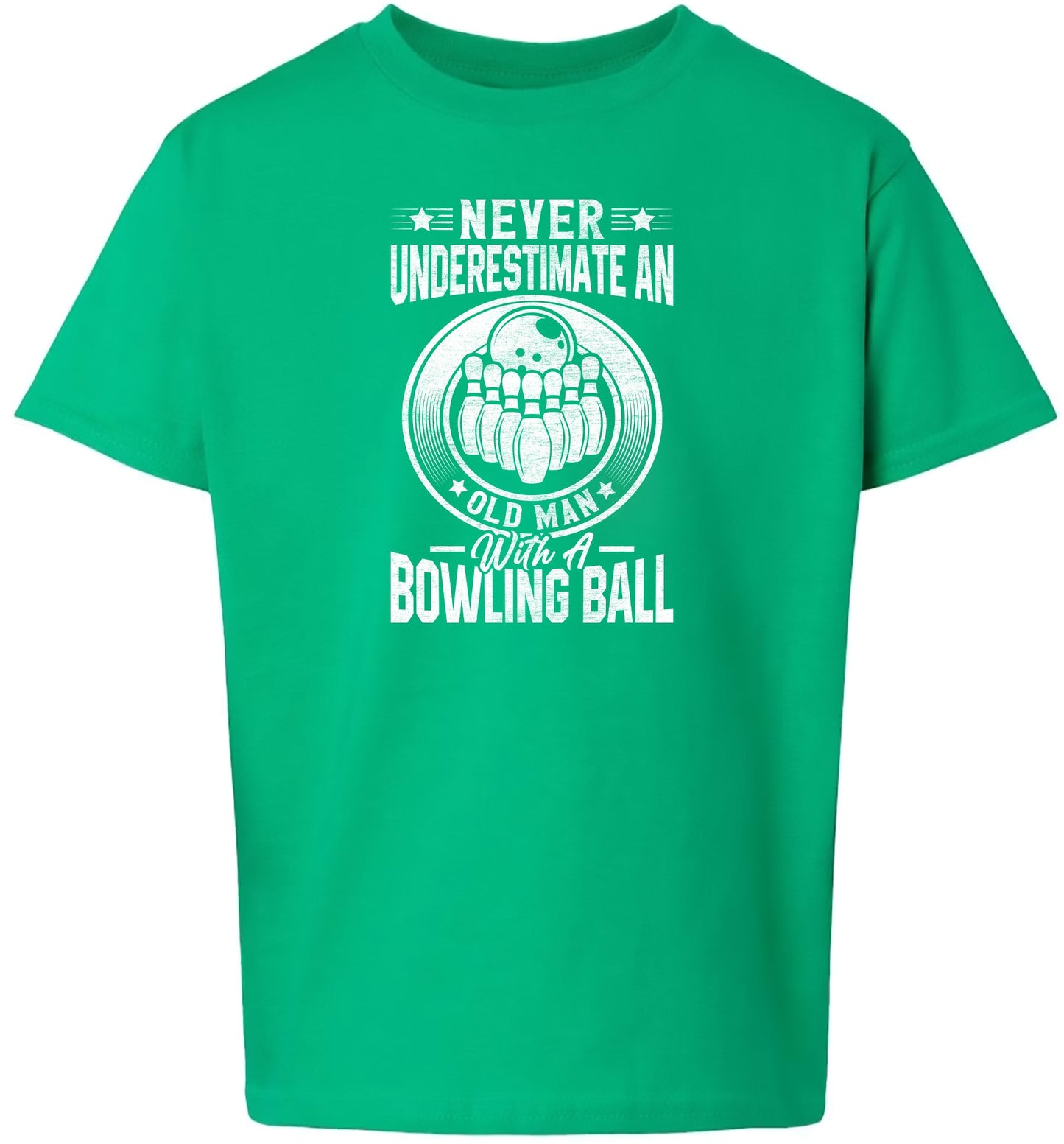 An Old Man with a Bowling Ball Children's Gildan Soft Shirt