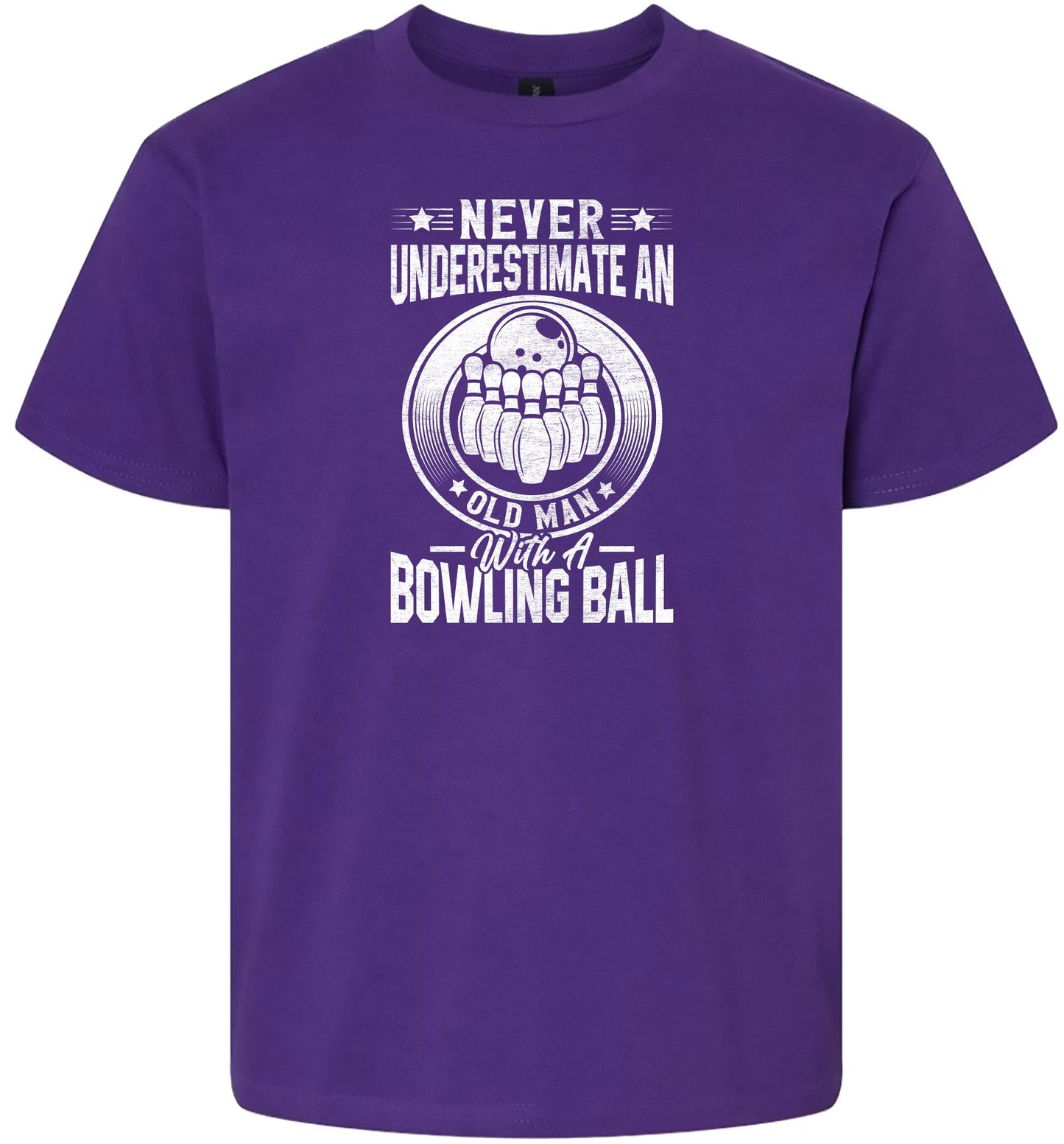 An Old Man with a Bowling Ball Children's Gildan Soft Shirt