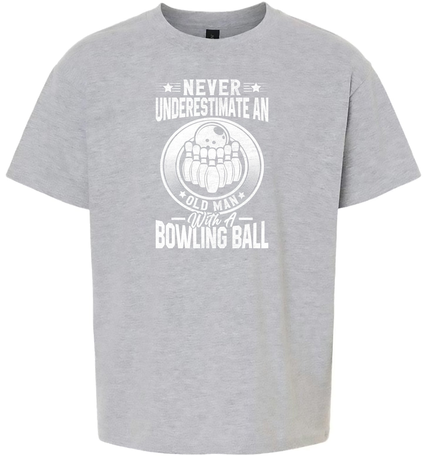 An Old Man with a Bowling Ball Children's Gildan Soft Shirt
