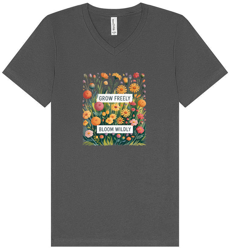 Grow Freely, Bloom Wildly Unisex V-Neck Shirt