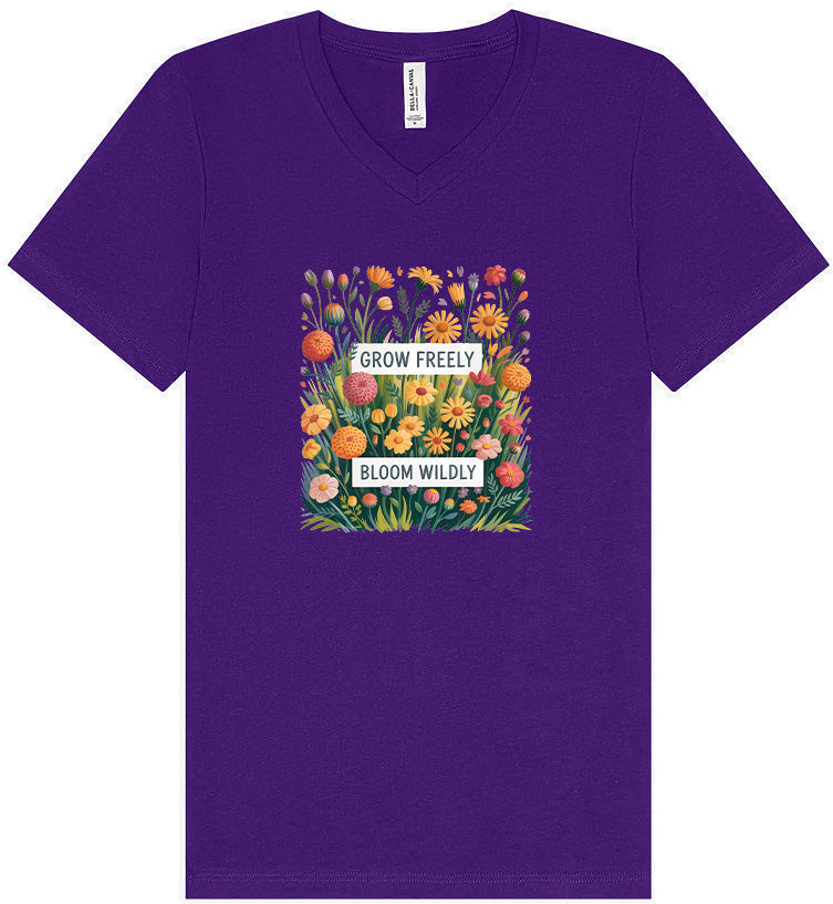 Grow Freely, Bloom Wildly Unisex V-Neck Shirt