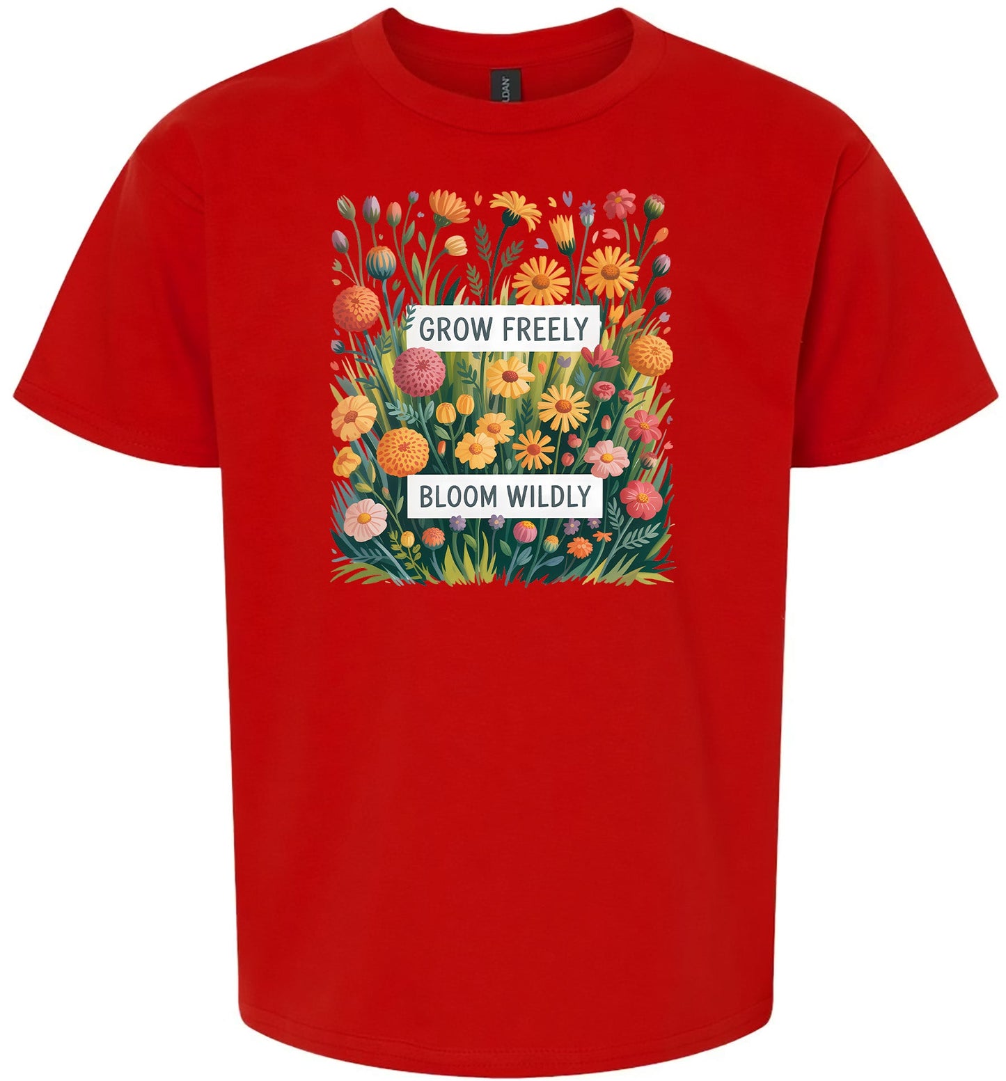 Grow Freely, Bloom Wildly Children's Gildan Soft Shirt