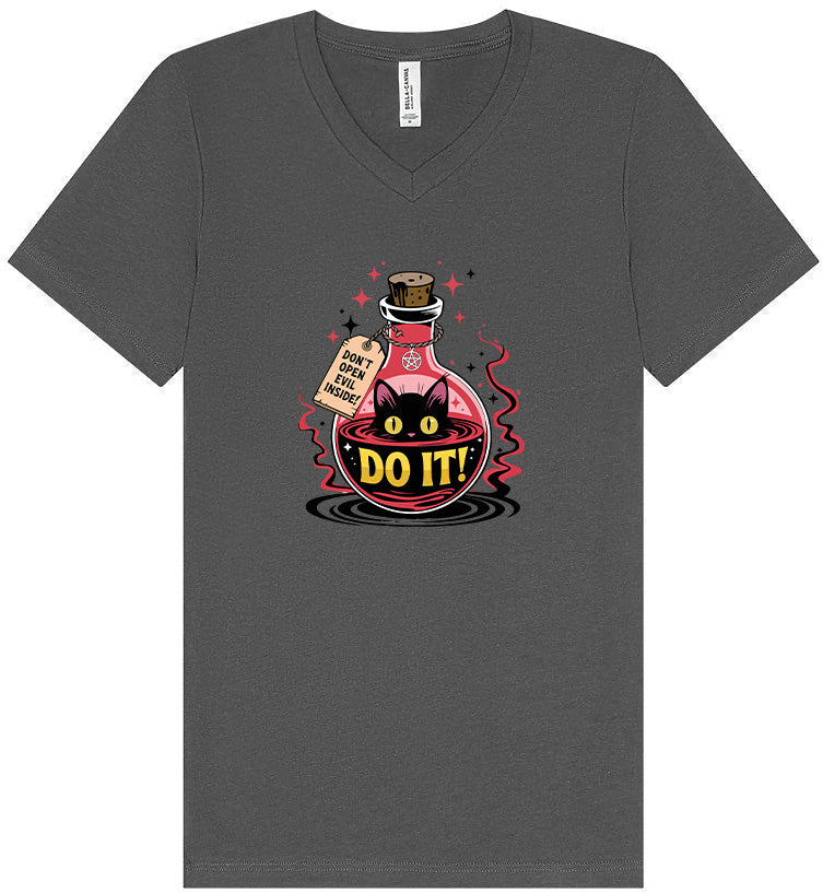 Black Cat Says Do It Unisex V-Neck Shirt