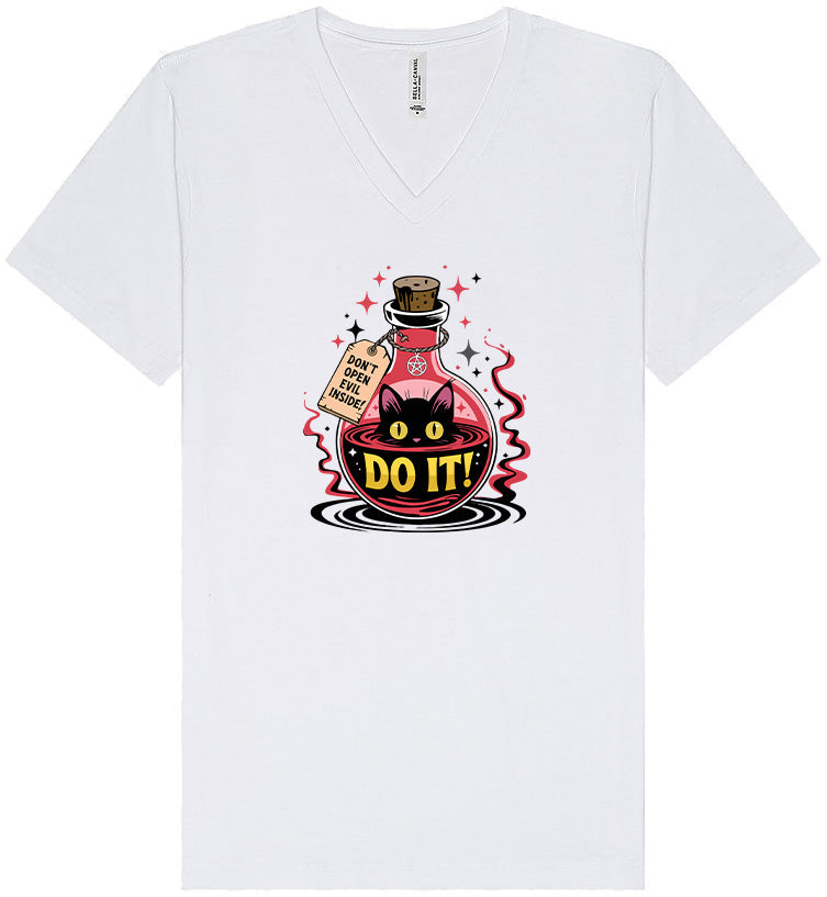 Black Cat Says Do It Unisex V-Neck Shirt