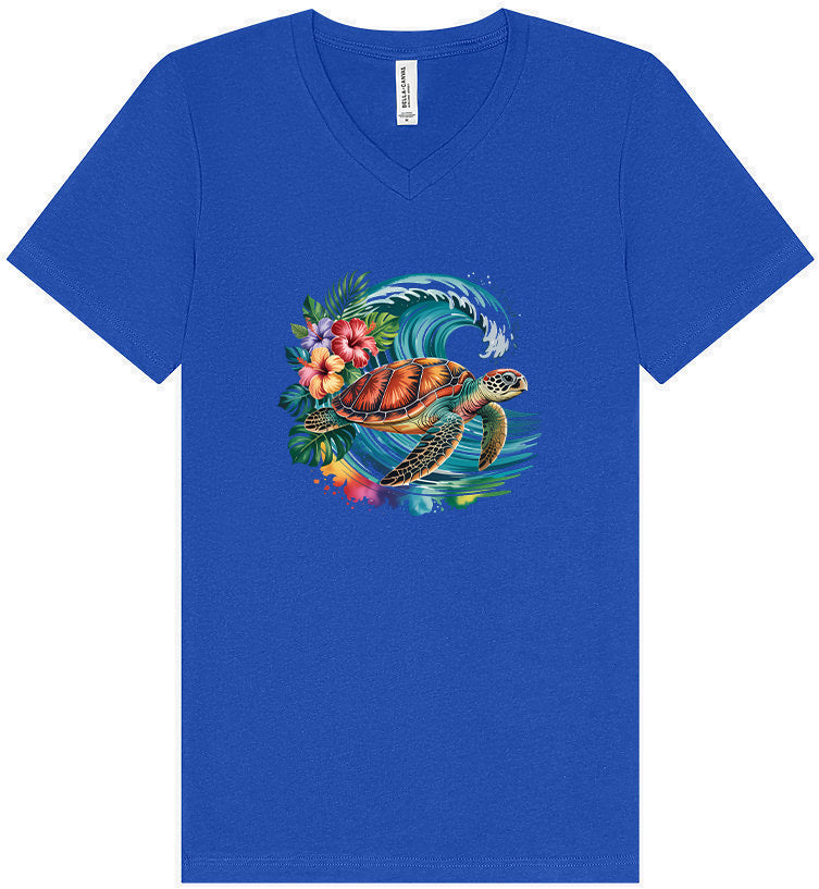 Sea Turtle in the Waves Unisex V-Neck Shirt