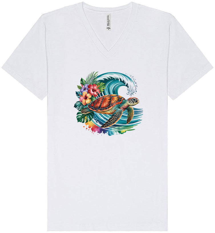 Sea Turtle in the Waves Unisex V-Neck Shirt