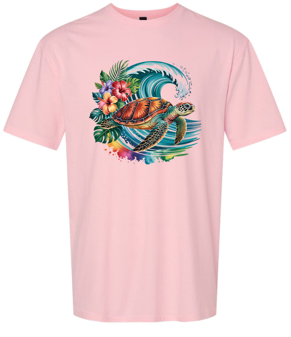 Sea Turtle in the Waves Adult Gildan Soft Shirt