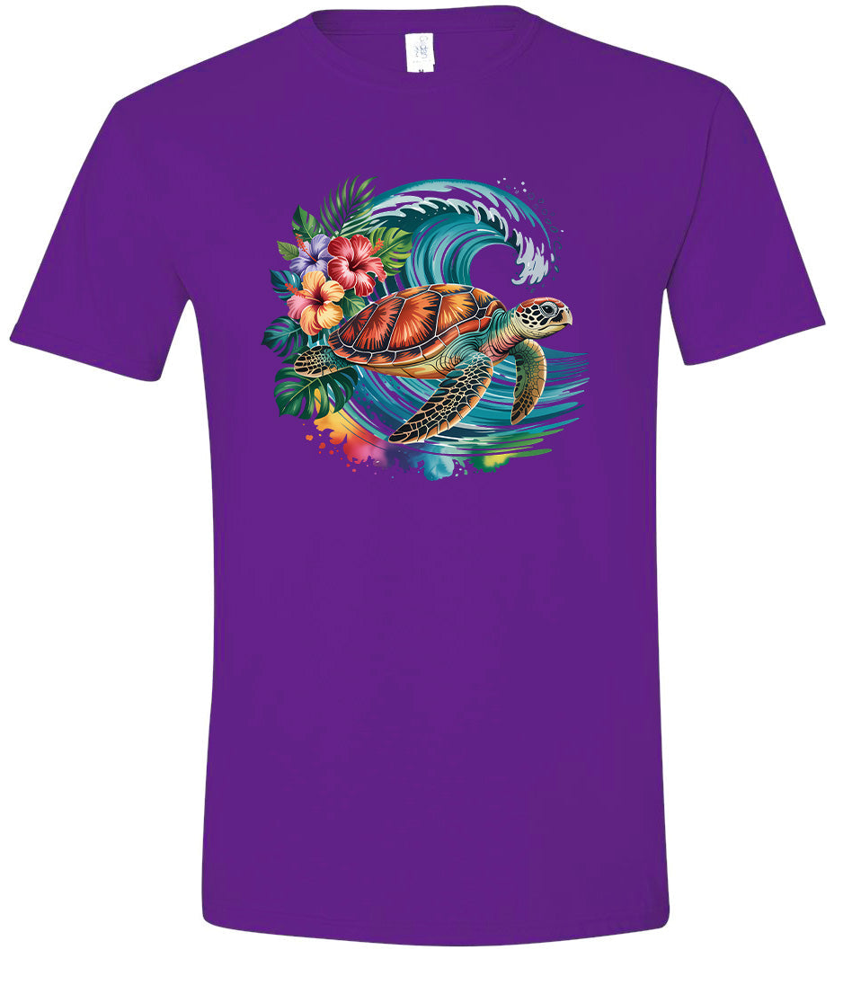 Sea Turtle in the Waves Adult Gildan Soft Shirt
