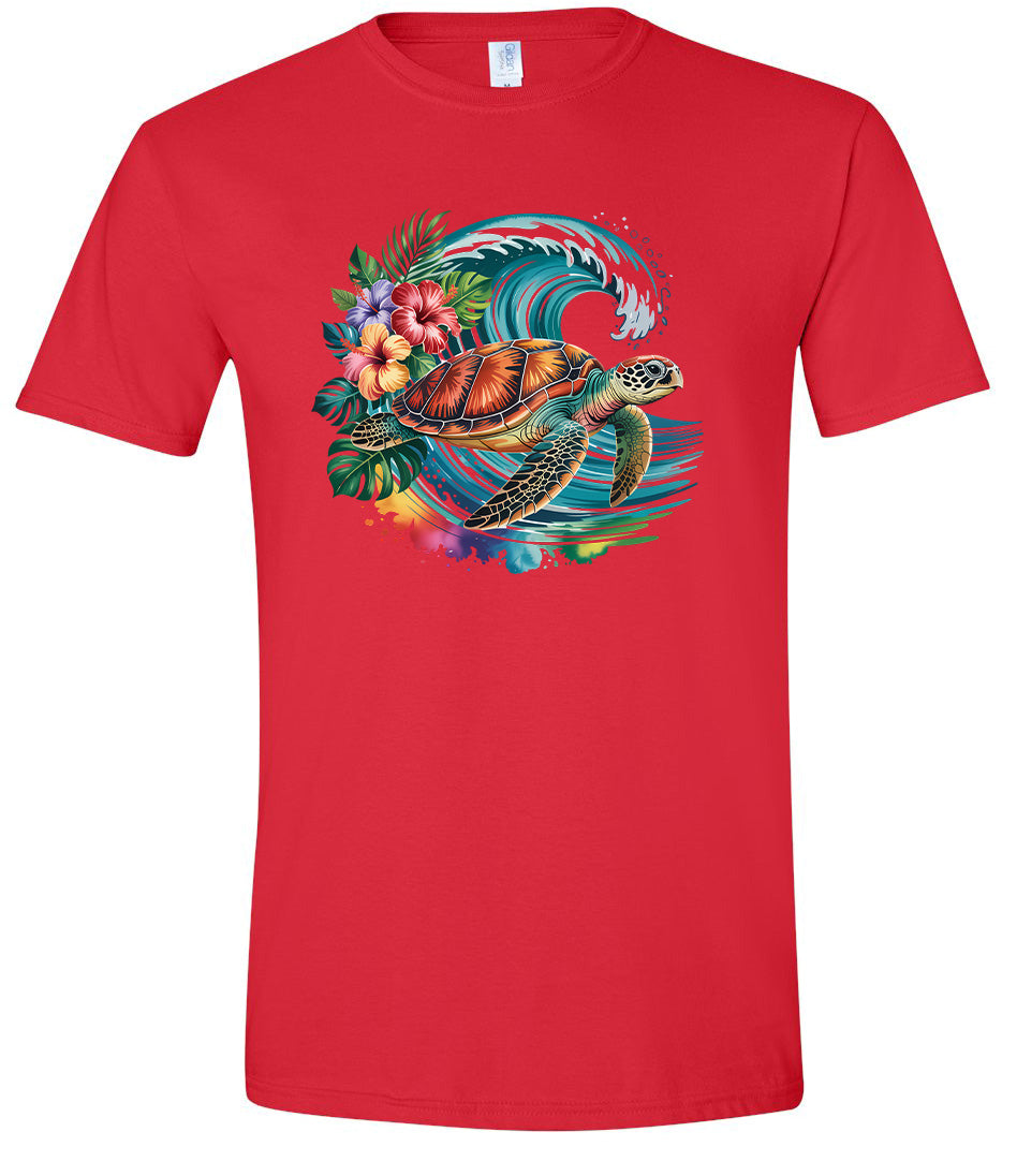 Sea Turtle in the Waves Adult Gildan Soft Shirt