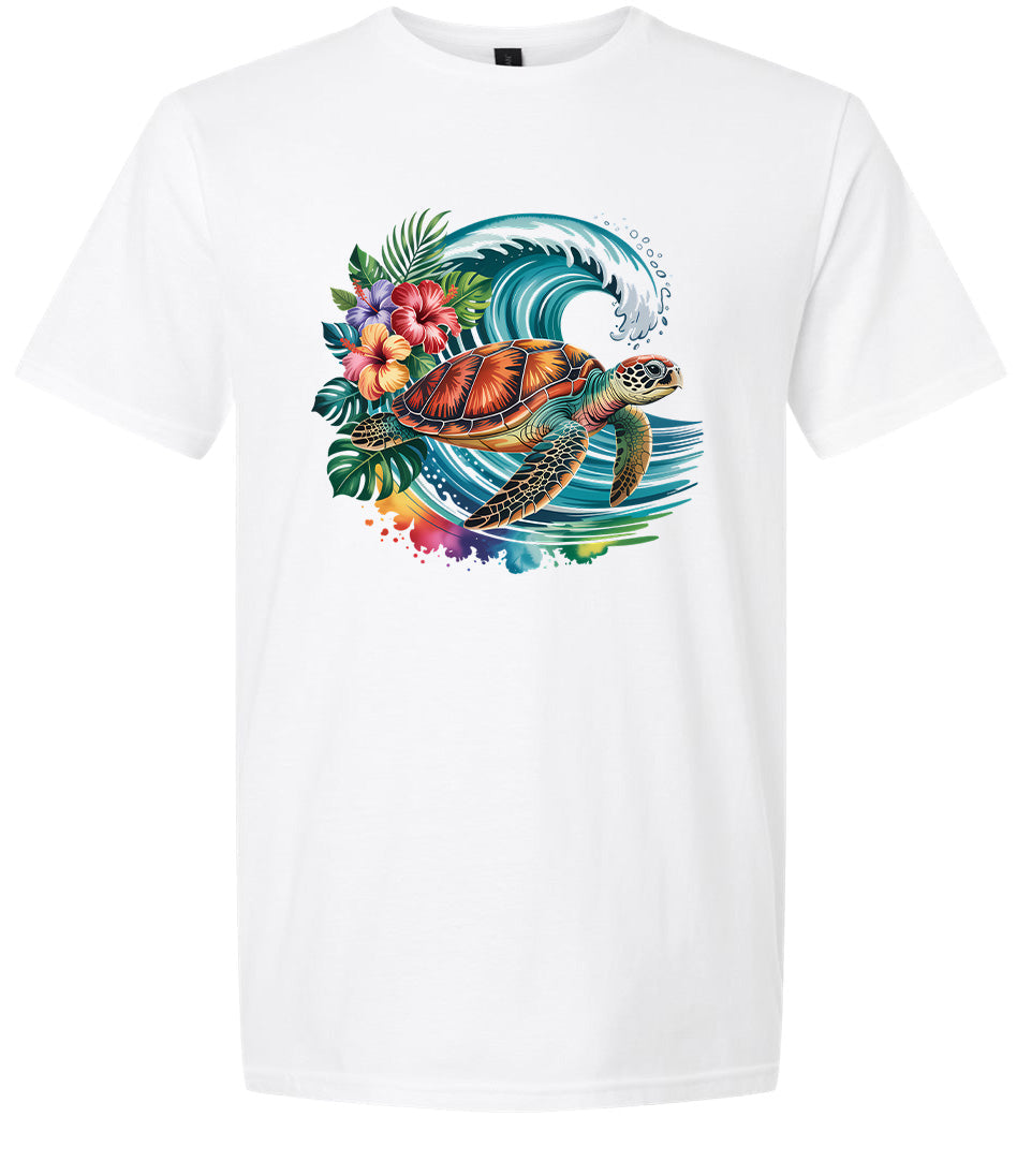 Sea Turtle in the Waves Adult Gildan Soft Shirt