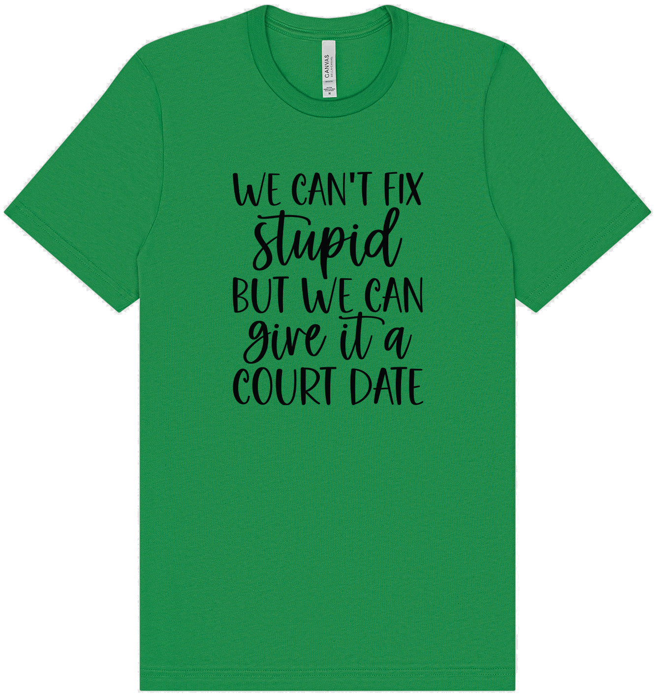 We Can't Fix Stupid but We Can Give it a Court Date Adult Bella Canvas Shirt