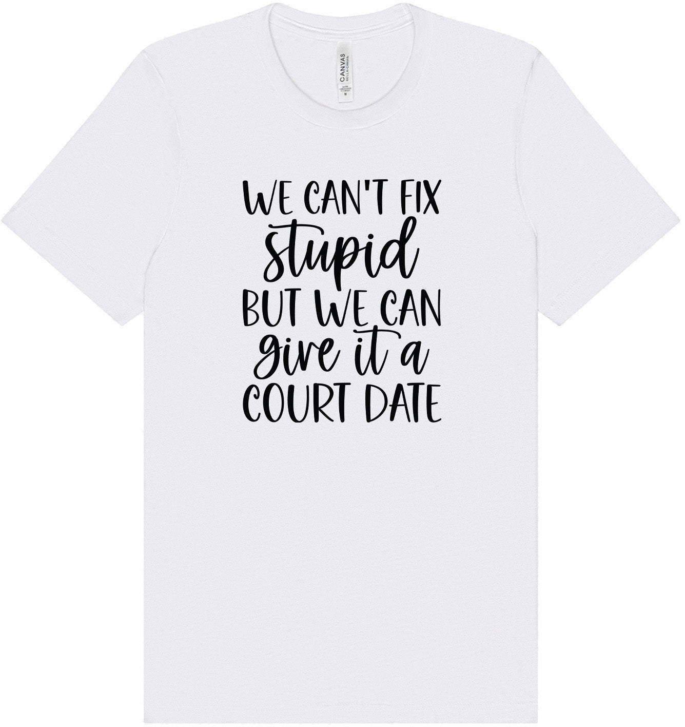 We Can't Fix Stupid but We Can Give it a Court Date Adult Bella Canvas Shirt