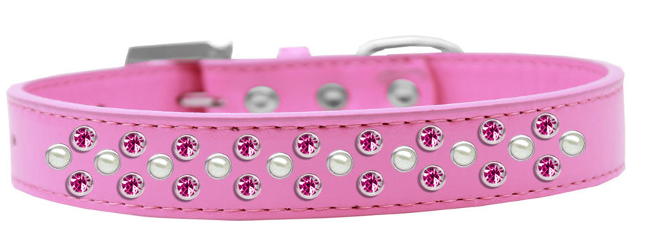 Collar de moda para perros, cachorros y mascotas, con adornos de cristales en color rosa brillante y perlas