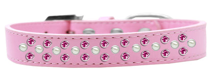 Collar de moda para perros, cachorros y mascotas, con adornos de cristales en color rosa brillante y perlas