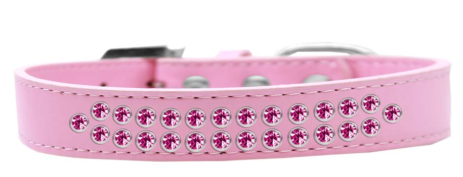 Collar de moda para perros, cachorros y mascotas, con dos hileras de cristales de color rosa brillante