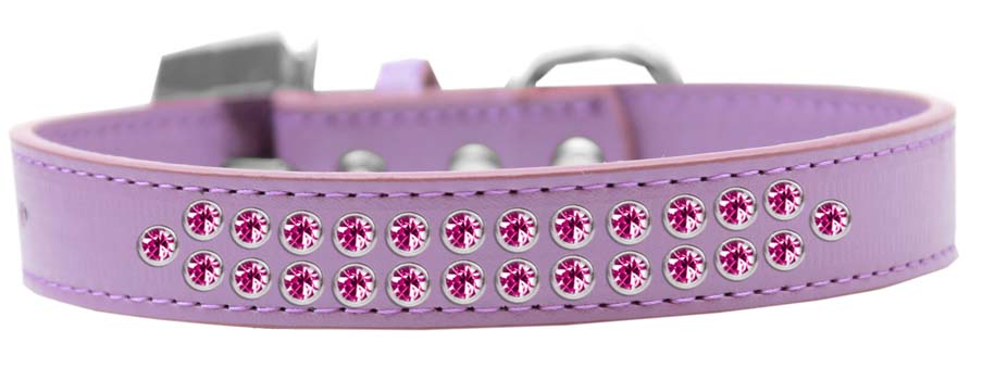 Collar de moda para perros, cachorros y mascotas, con dos hileras de cristales de color rosa brillante