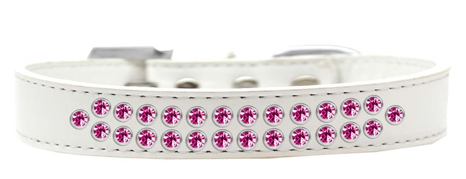 Collar de moda para perros, cachorros y mascotas, con dos hileras de cristales de color rosa brillante