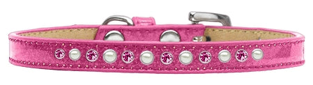 Collar para perros, cachorros y mascotas con diseño de helado, con bordes de cristal rosa y perlado