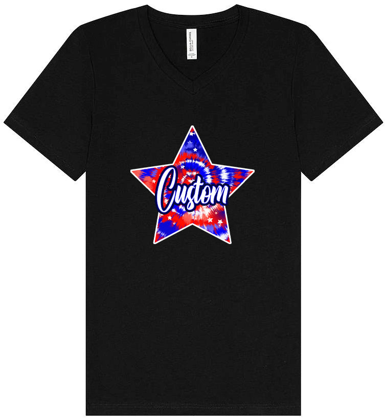 Custom Patriotic Tie Dye Unisex V-Neck Shirt