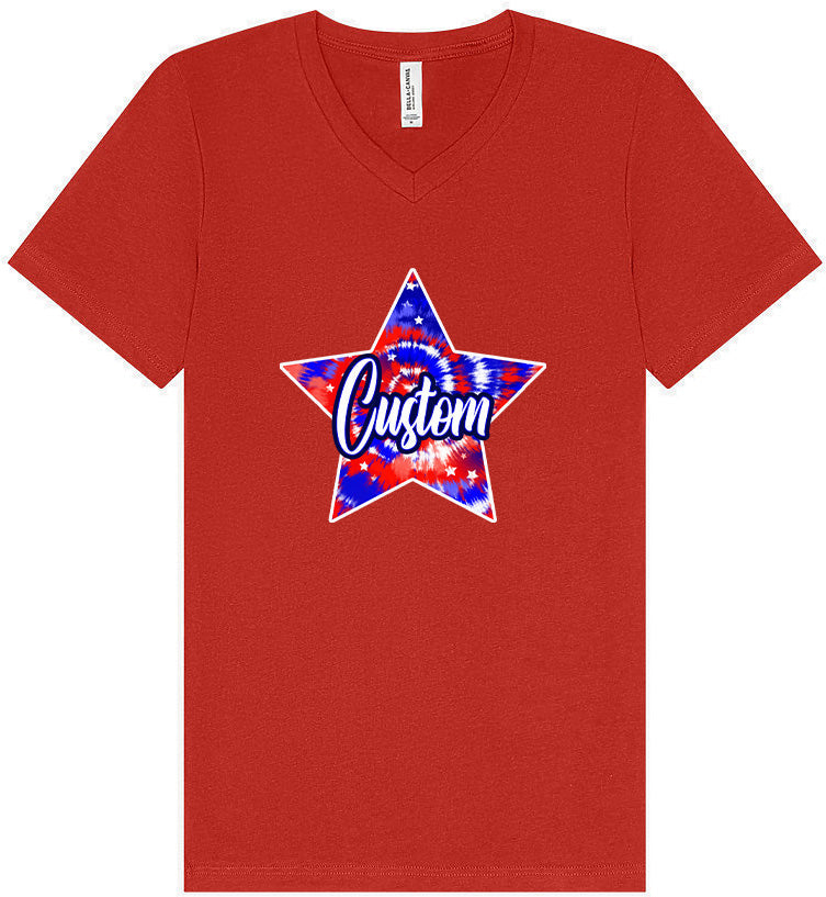 Custom Patriotic Tie Dye Unisex V-Neck Shirt