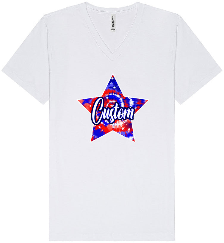 Custom Patriotic Tie Dye Unisex V-Neck Shirt