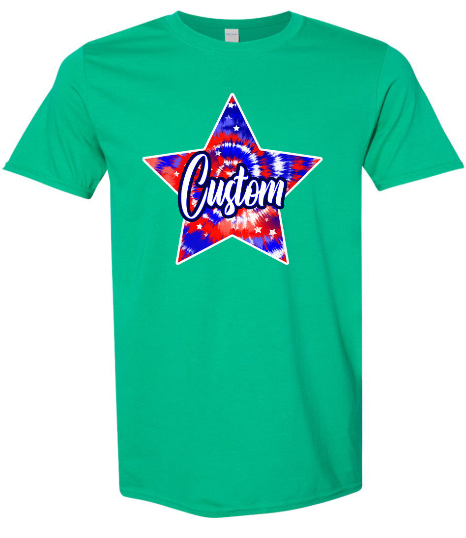 Custom Patriotic Tie Dye Adult Gildan Soft Shirt