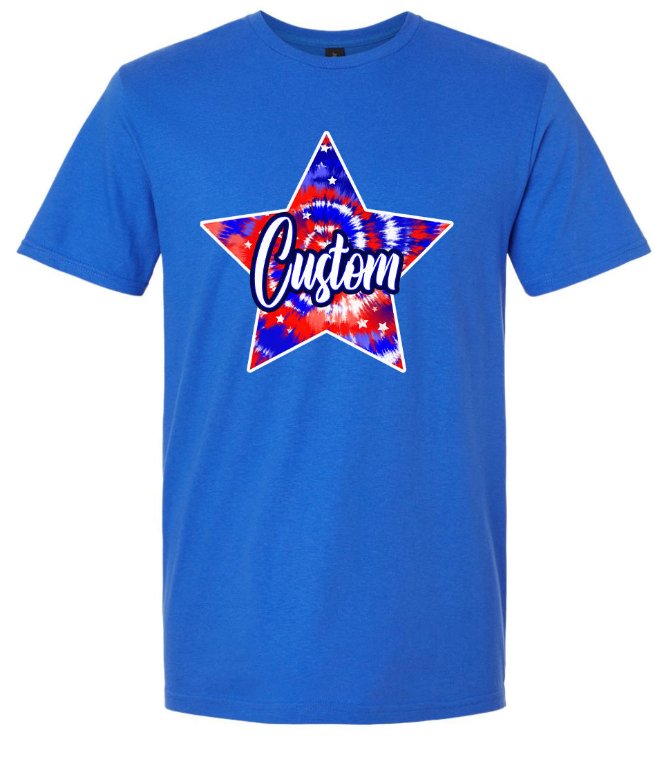 Custom Patriotic Tie Dye Adult Gildan Soft Shirt