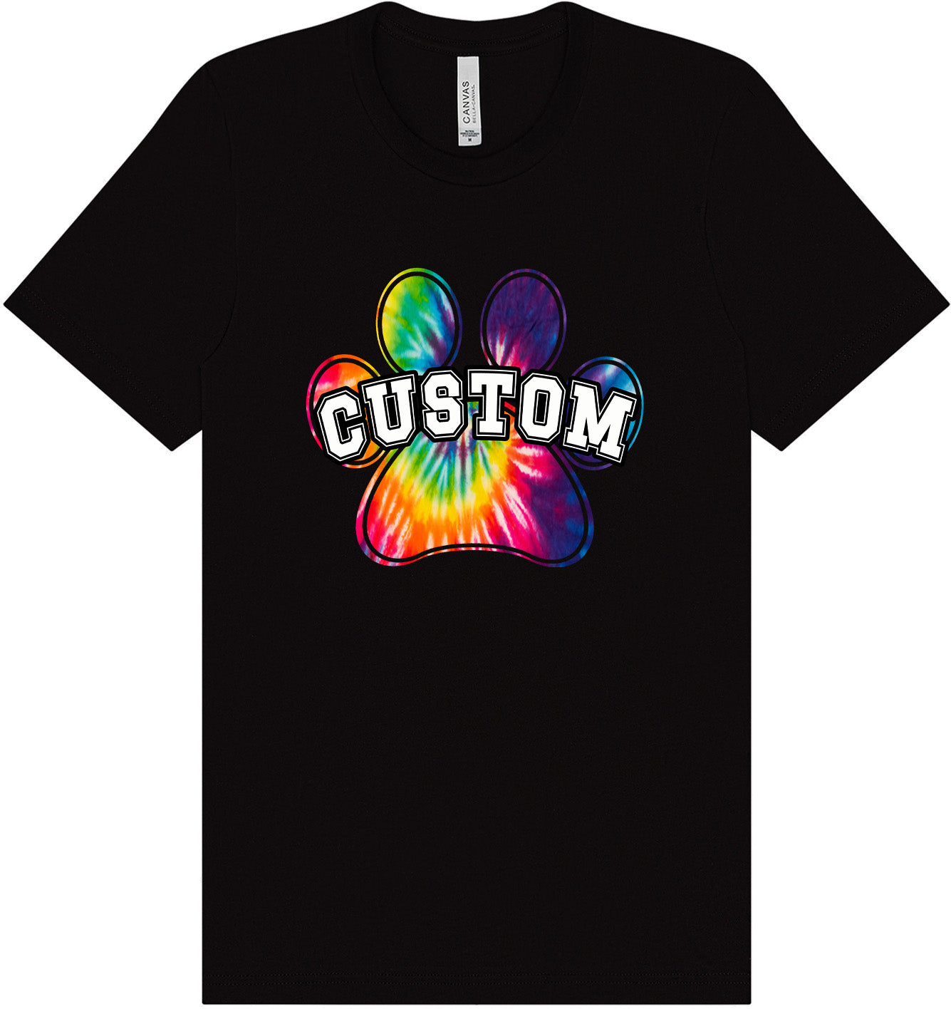 Custom Bright Tie Dye Paw Adult Bella Canvas Shirt