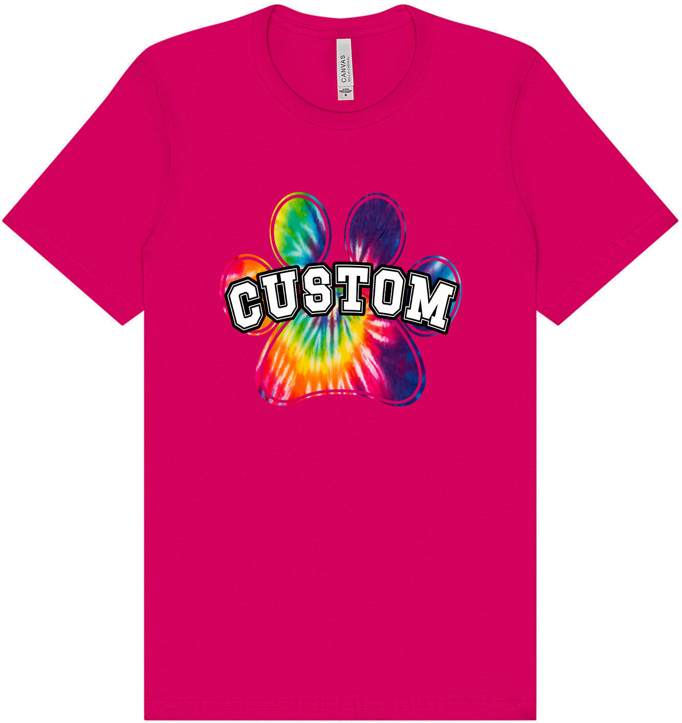 Custom Bright Tie Dye Paw Adult Bella Canvas Shirt