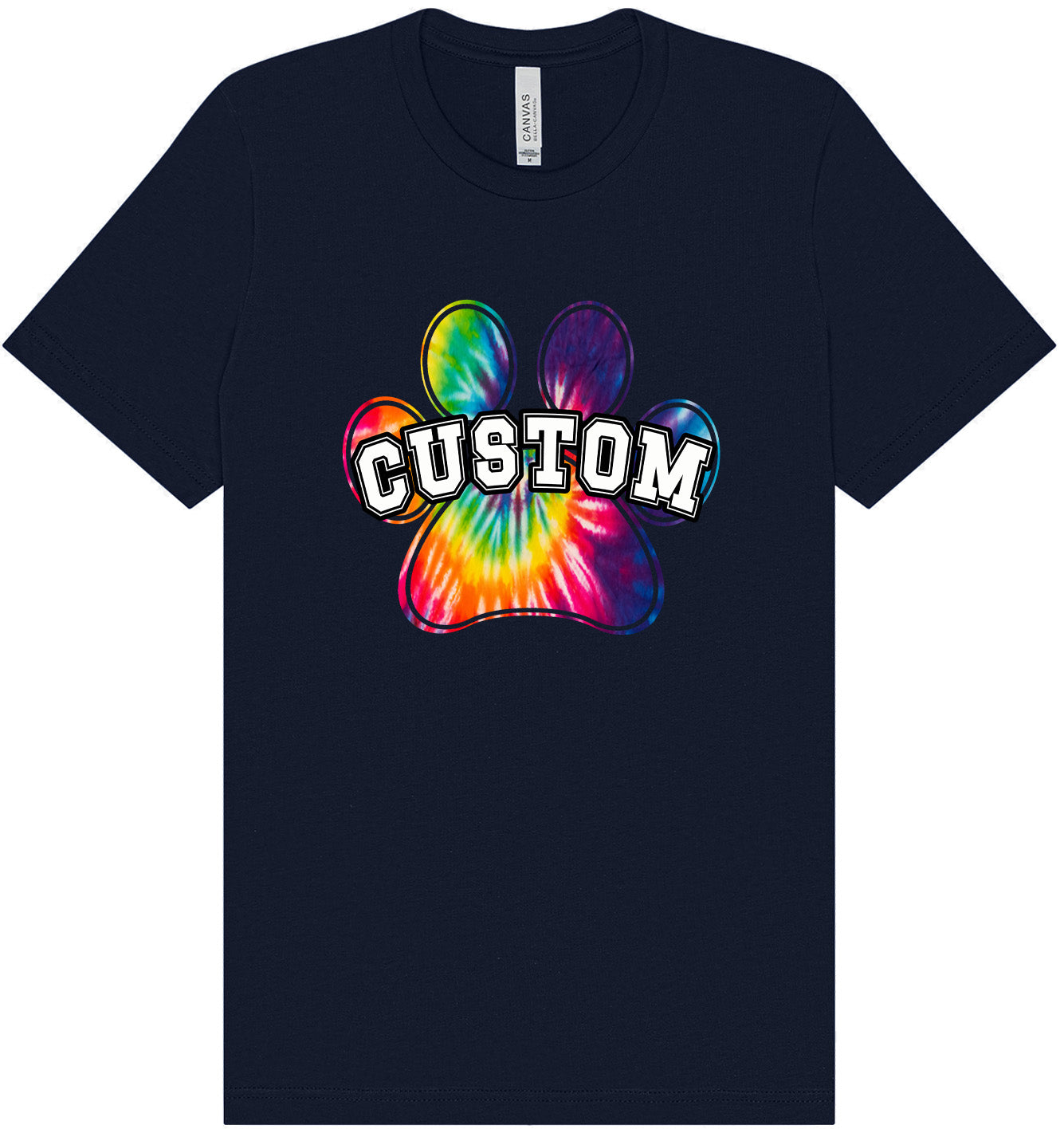 Custom Bright Tie Dye Paw Adult Bella Canvas Shirt