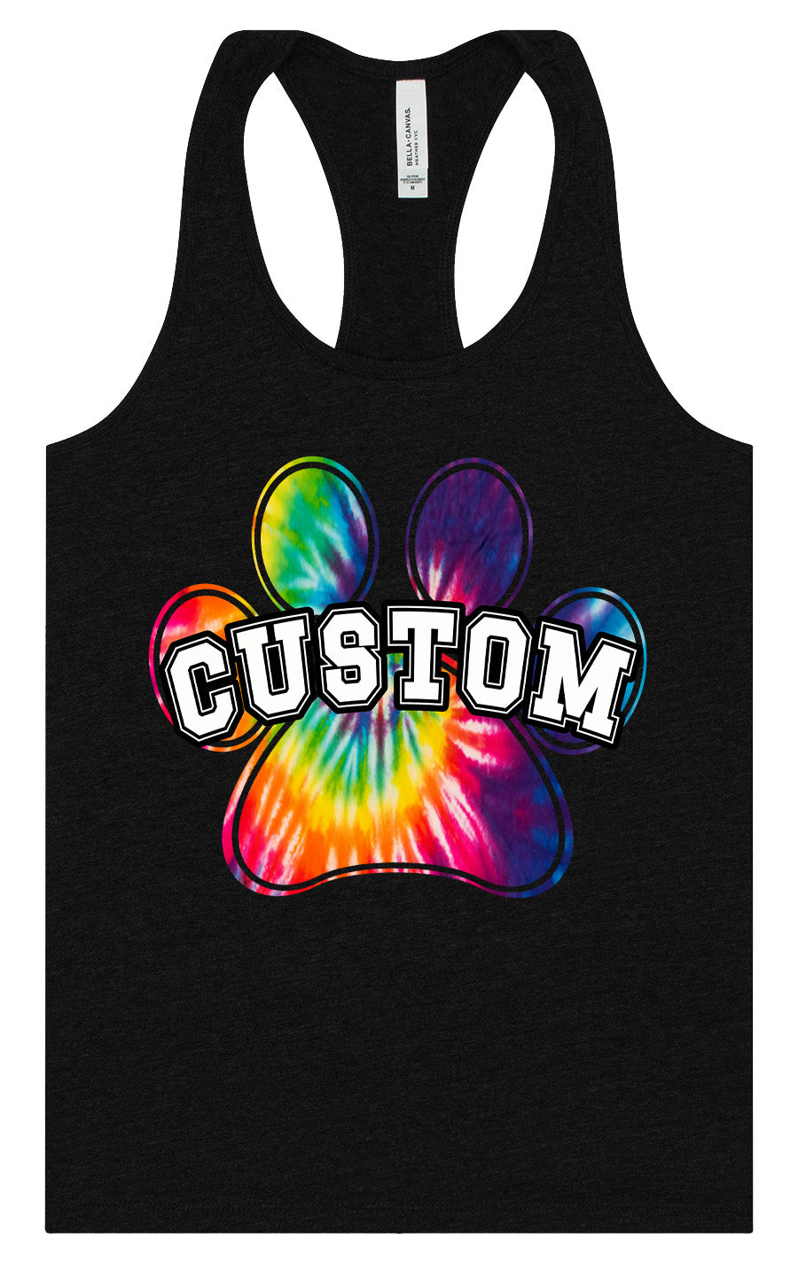Custom Bright Tie Dye Paw Women's Racerback Tank