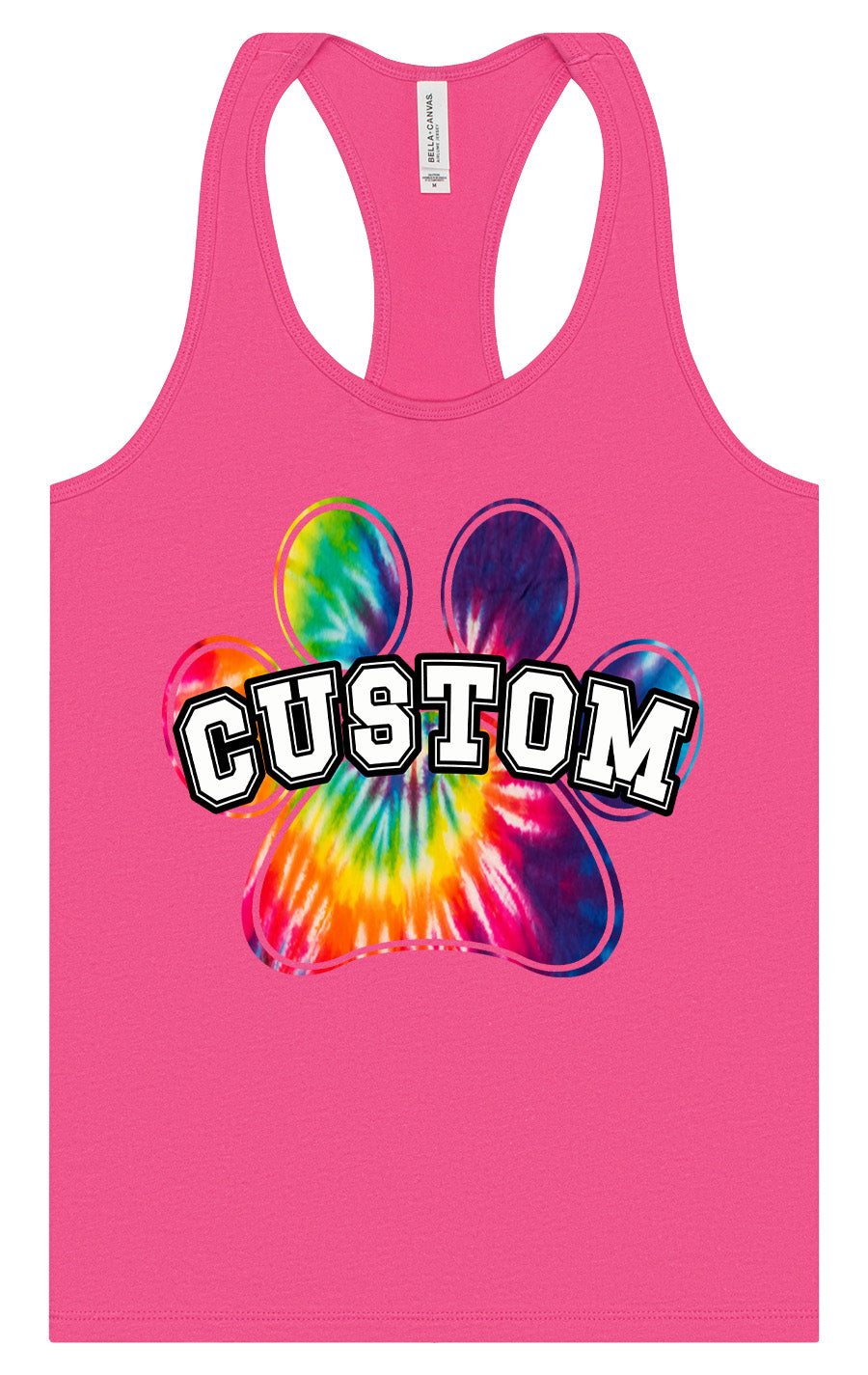 Custom Bright Tie Dye Paw Women's Racerback Tank