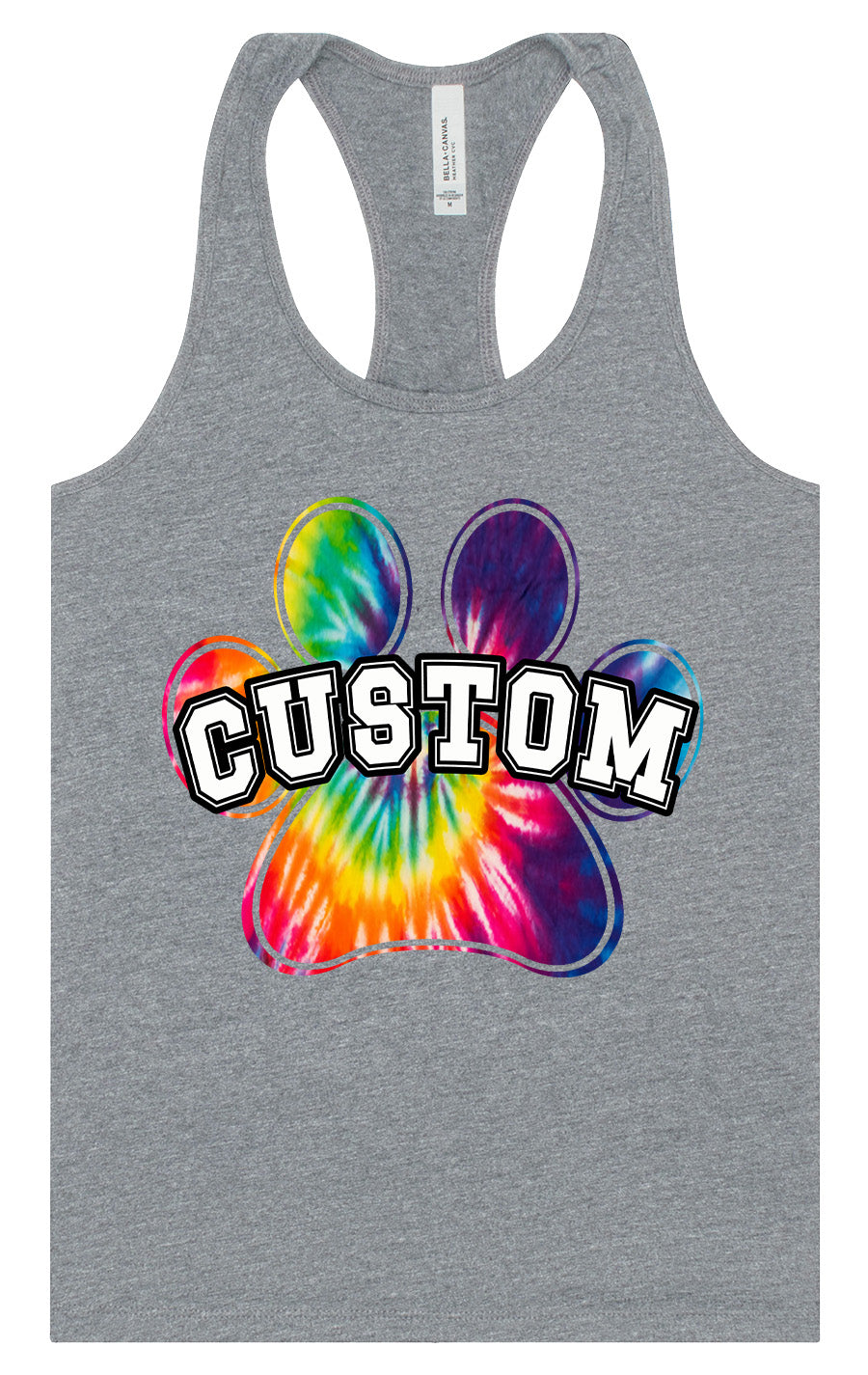 Custom Bright Tie Dye Paw Women's Racerback Tank
