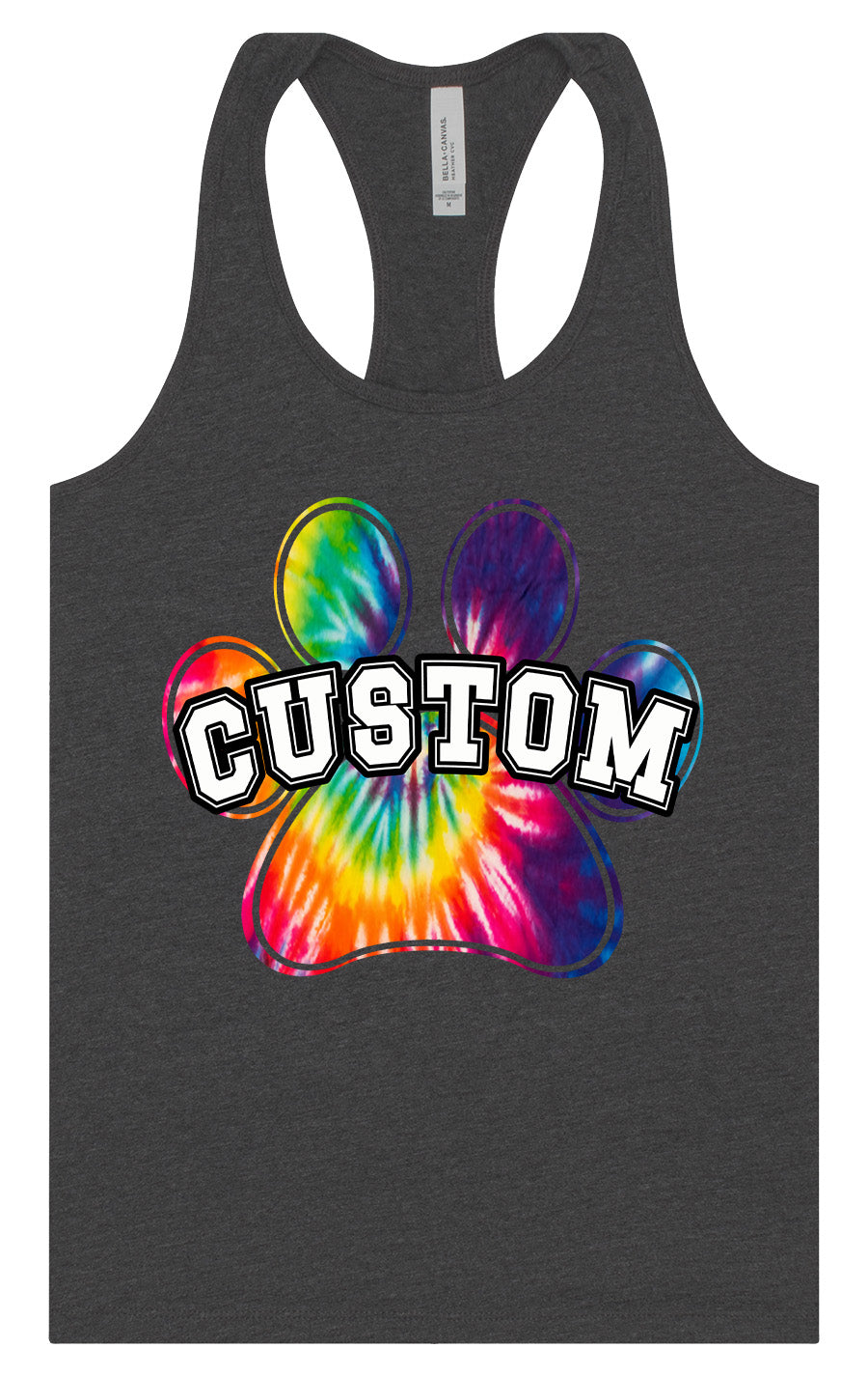 Custom Bright Tie Dye Paw Women's Racerback Tank