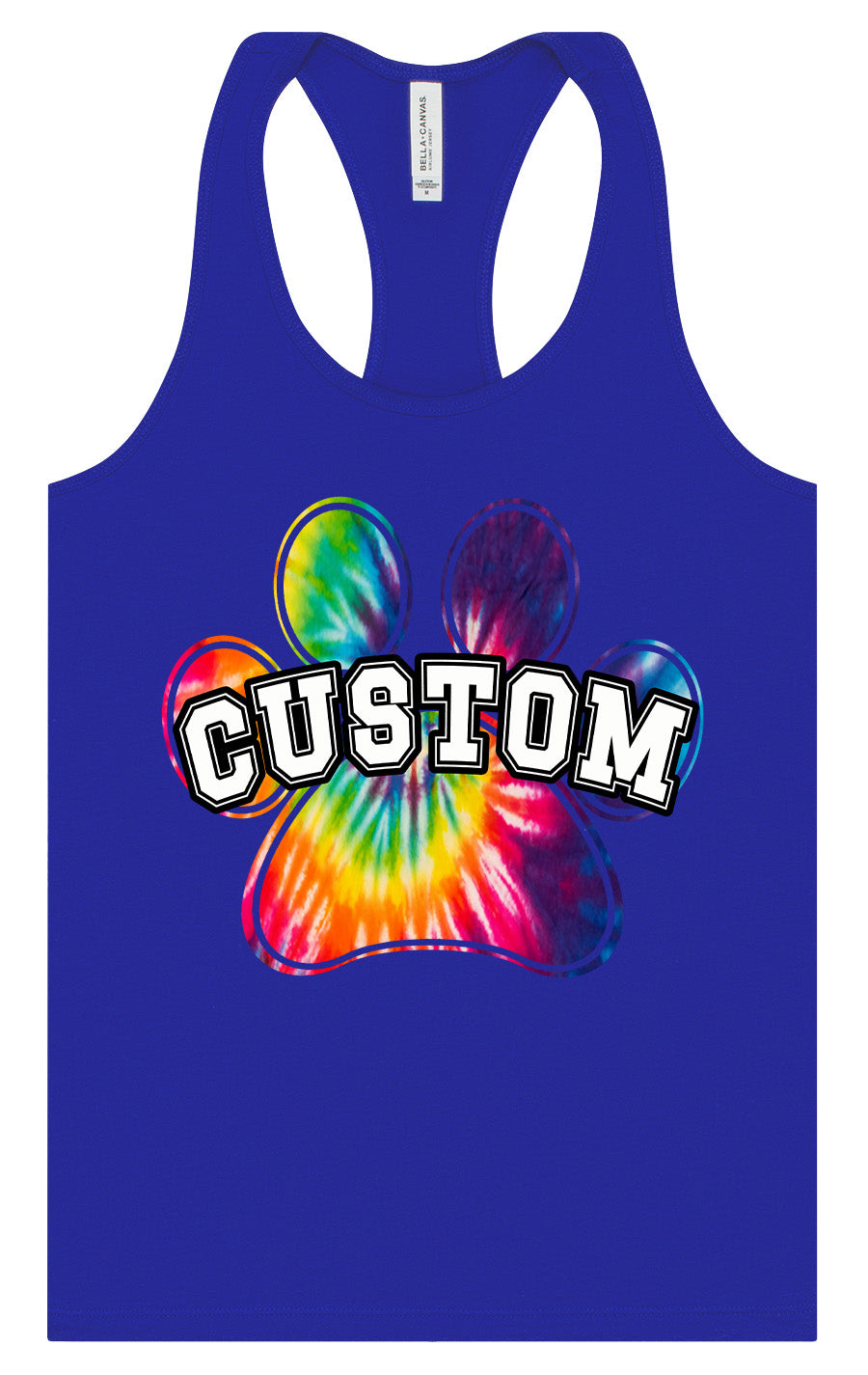 Custom Bright Tie Dye Paw Women's Racerback Tank