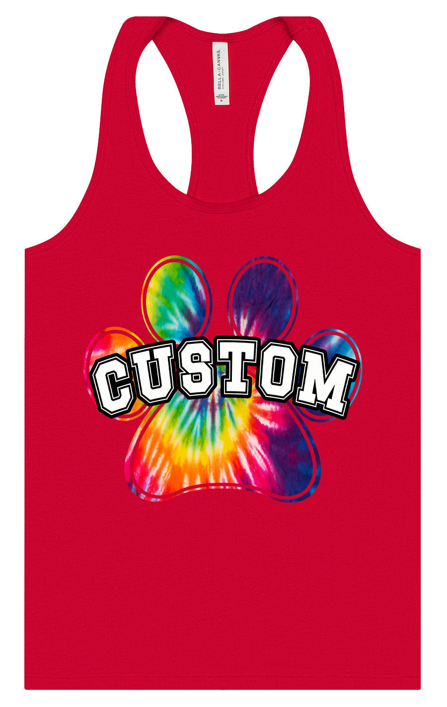 Custom Bright Tie Dye Paw Women's Racerback Tank