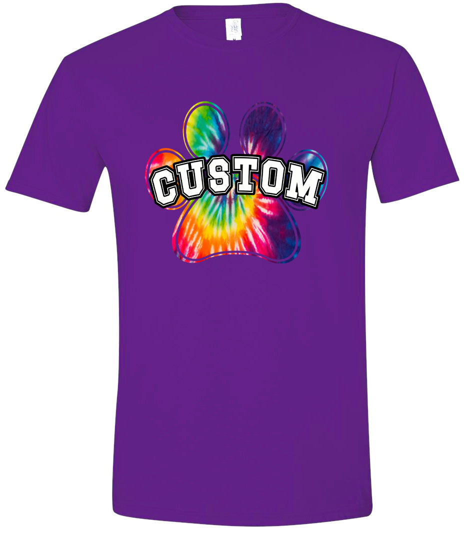 Custom Bright Tie Dye Paw Children's Gildan Soft Shirt