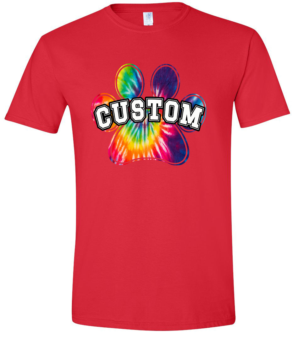 Custom Bright Tie Dye Paw Children's Gildan Soft Shirt