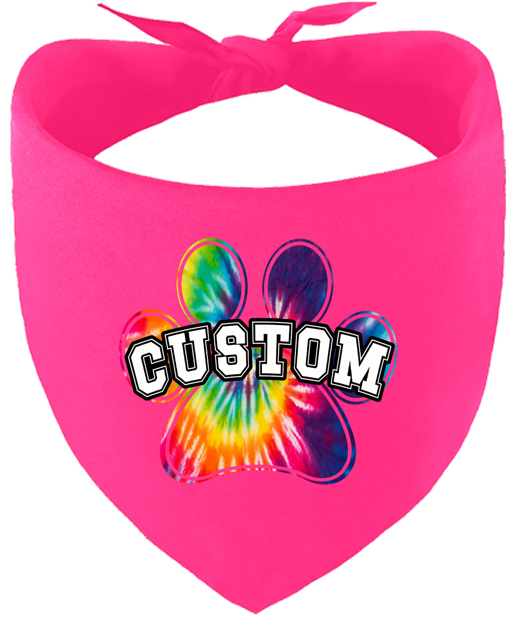 Custom Bright Tie Dye Paw Pet Bandana