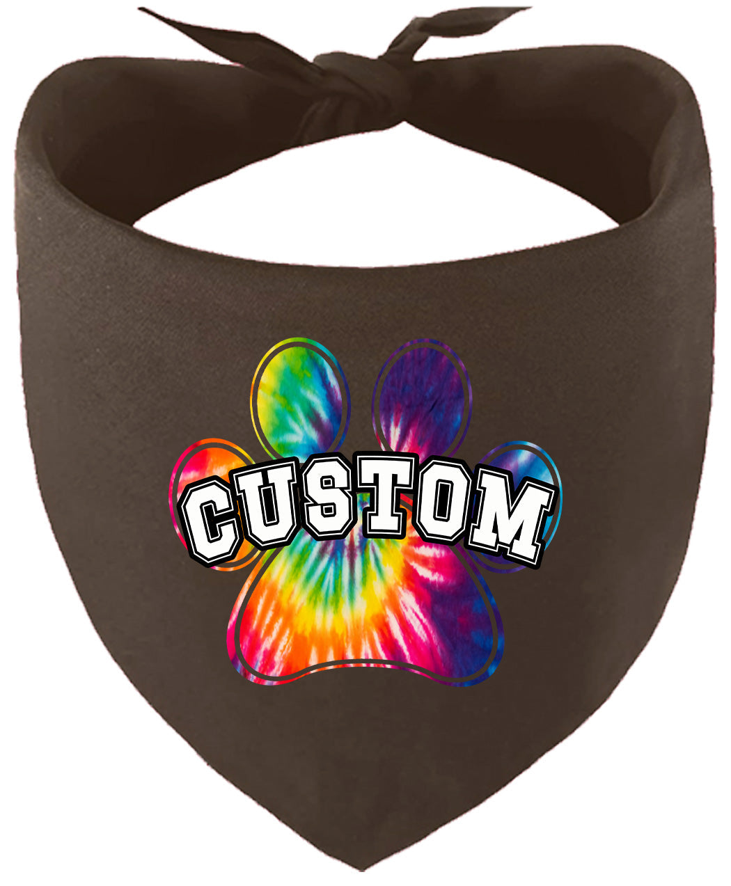 Custom Bright Tie Dye Paw Pet Bandana