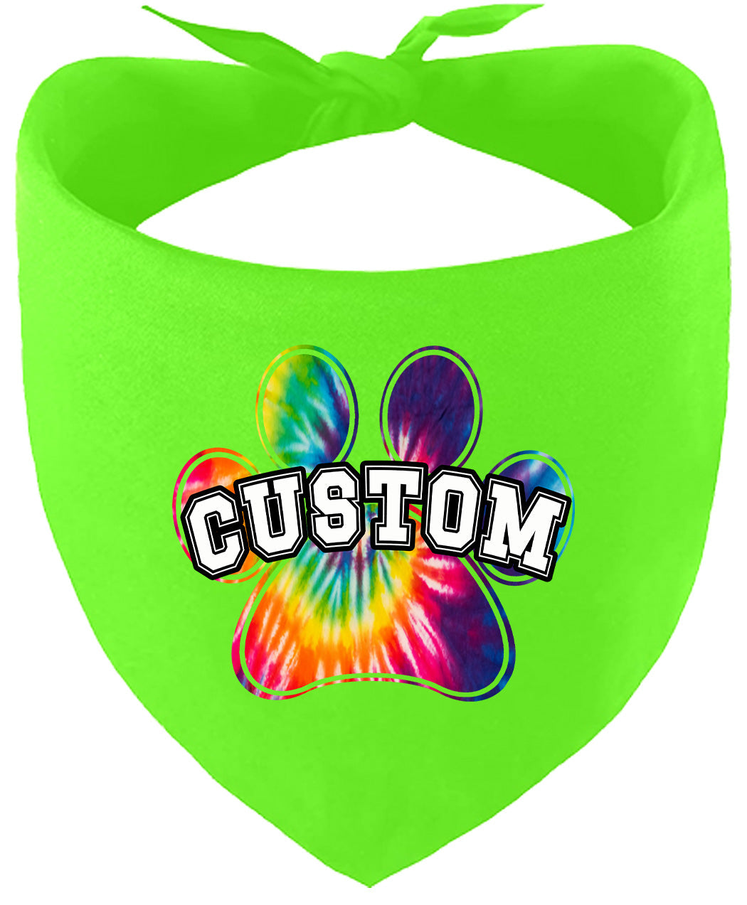 Custom Bright Tie Dye Paw Pet Bandana