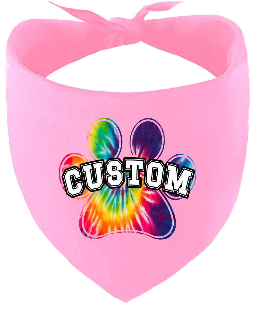 Custom Bright Tie Dye Paw Pet Bandana