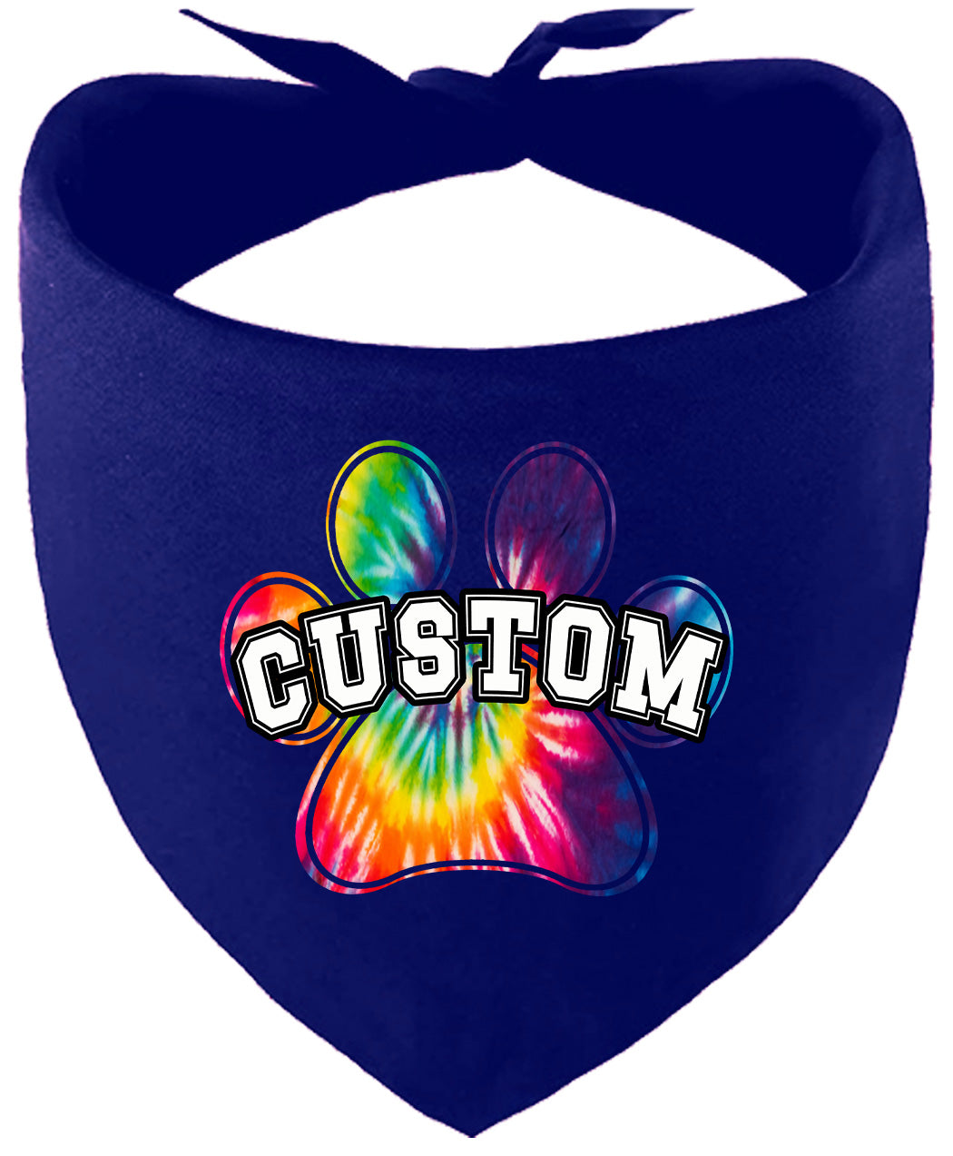 Custom Bright Tie Dye Paw Pet Bandana