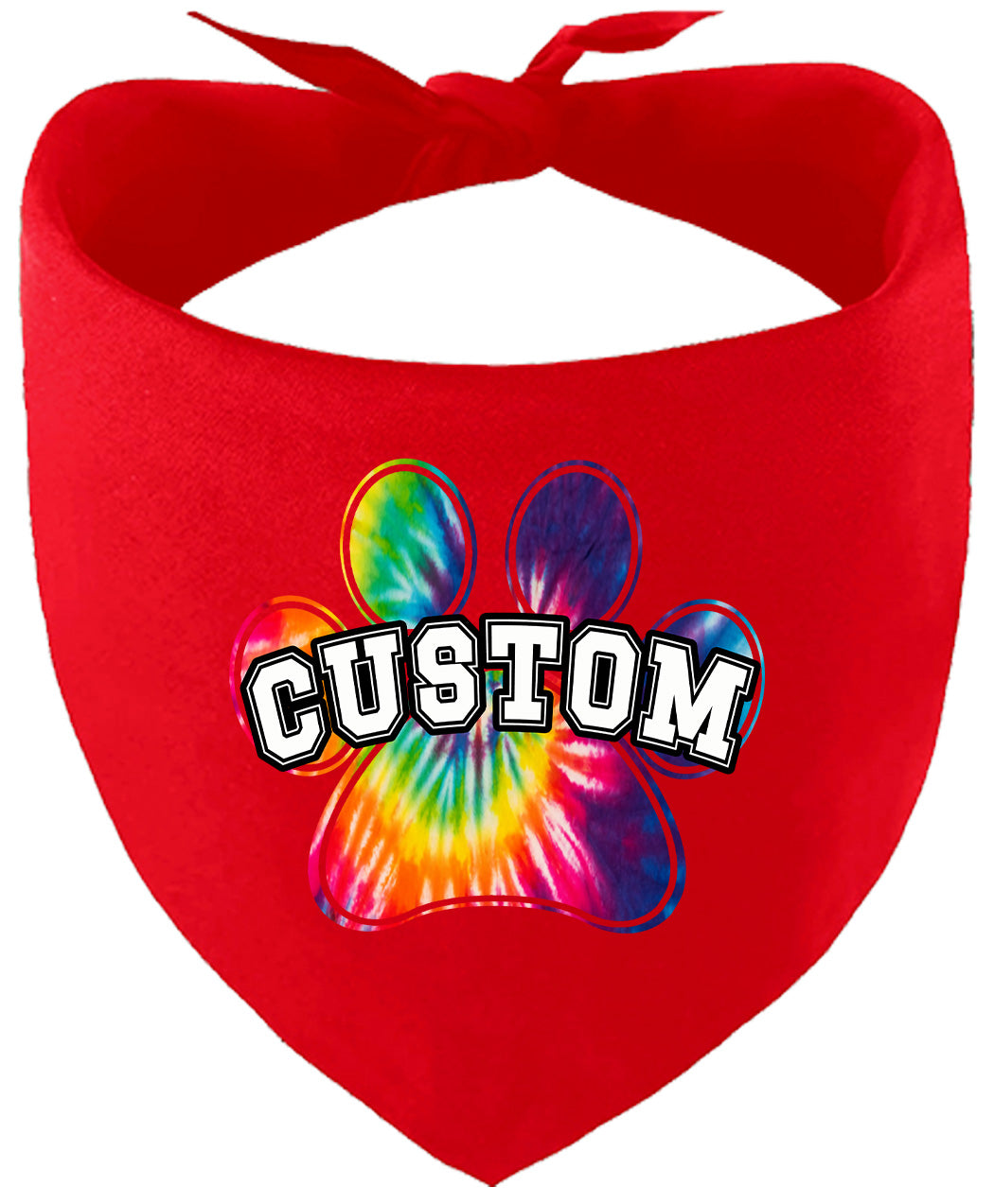 Custom Bright Tie Dye Paw Pet Bandana