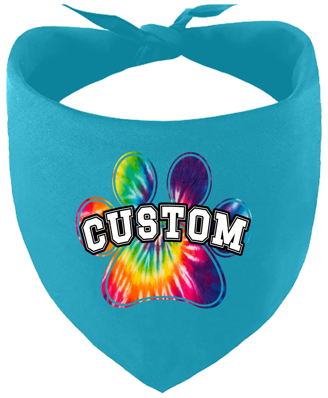 Custom Bright Tie Dye Paw Pet Bandana