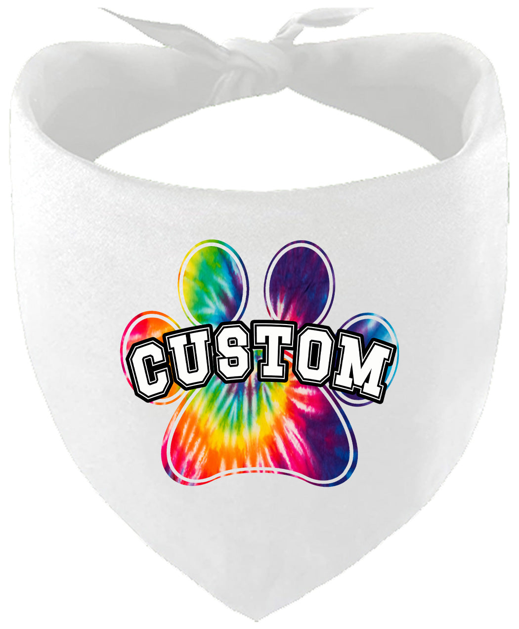 Custom Bright Tie Dye Paw Pet Bandana