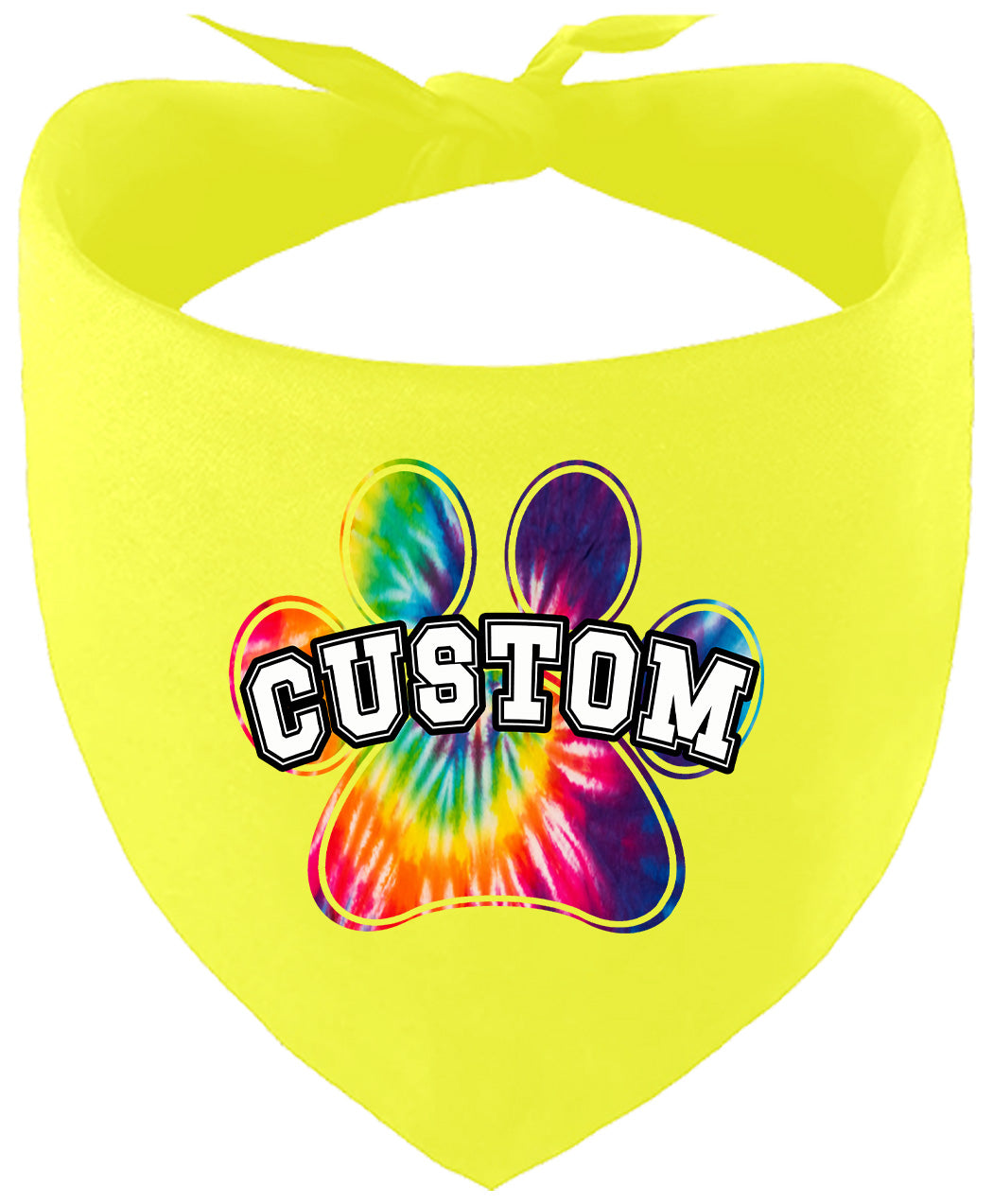 Custom Bright Tie Dye Paw Pet Bandana