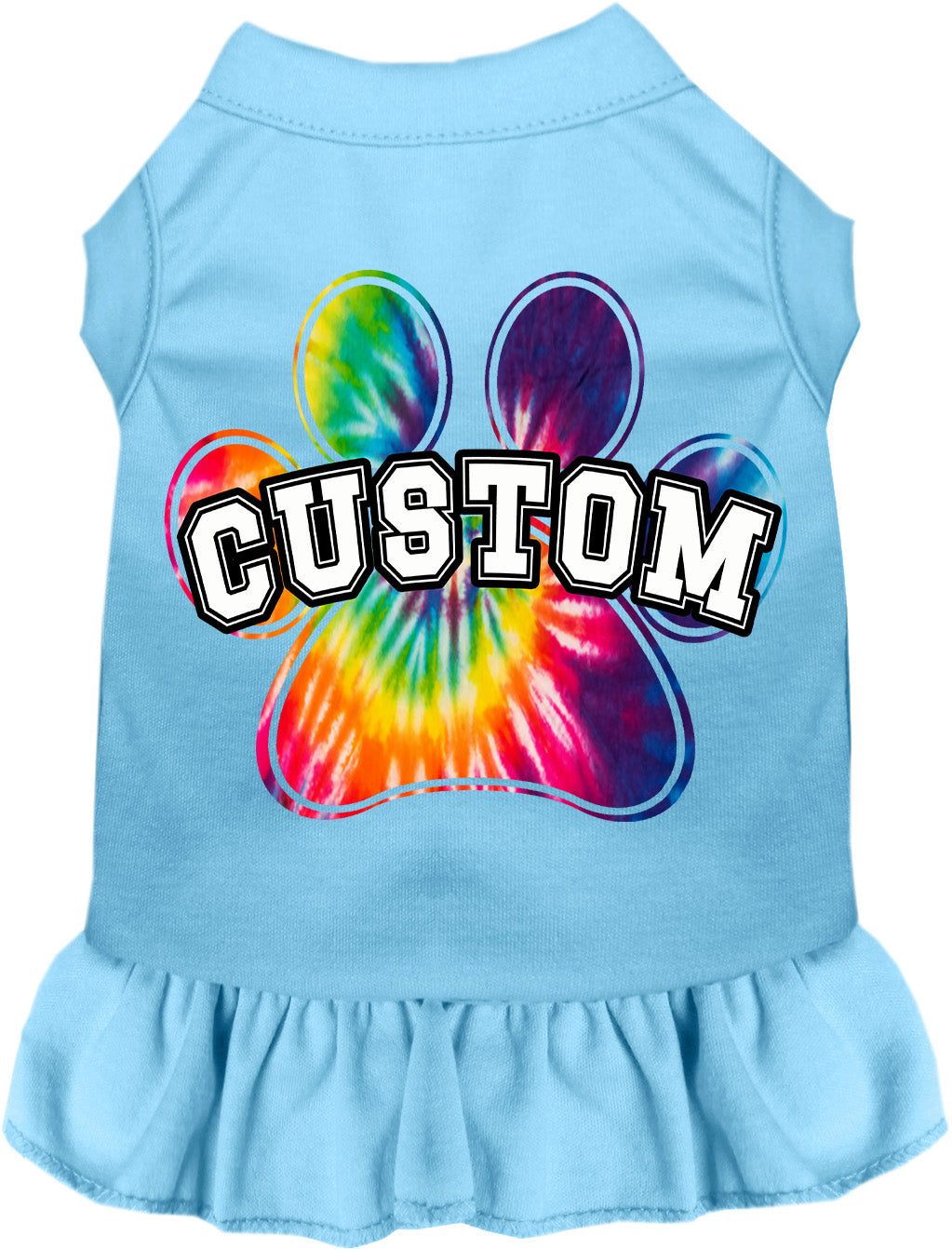 Custom Bright Tie Dye Paw Pet Dress